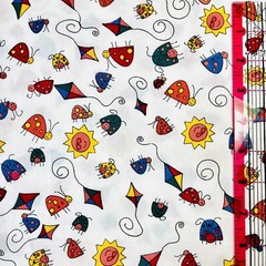 Summertime Fun Fabric Sun Kite Bug Extra-Wide BY THE YARD Kids Fabric 100%Cotton