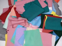 Vintage Scrap Fabric Pieces Various Colors Polyester 1 Pound Lot Destash