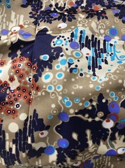 Loomskill Inc. Fabric Lightweight Jersey Brown Blue Flowers 3 3/8 Yds x 46” W