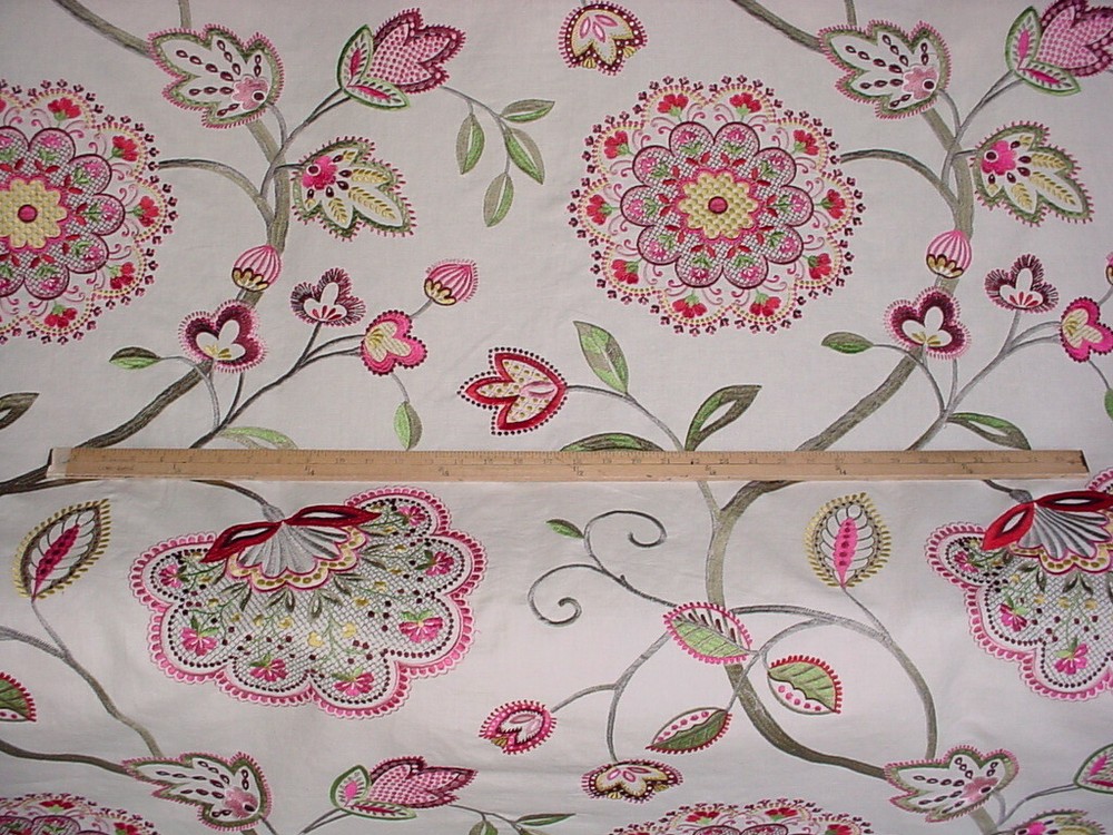 2-7/8Y Brunschwig & Fils BF1098 Boscobel Embroidered Jacobean Upholstery Fabric