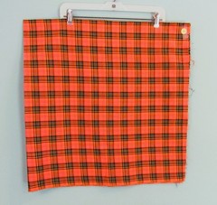 FALL ORANGE & BROWN PLAID HOMESPUN COTTON FABRIC 1 2/9 YARDS
