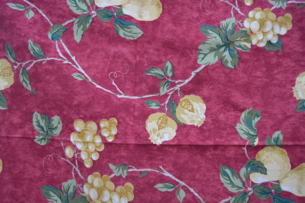 1.75 yards WAVERLY MISTRAL upholstery Fabric 100% Cotton dark Red Green 54″ w