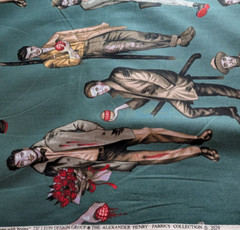 Alexander Henry Cotton Fabric Brawn with Brains Pin Ups Zombies Green 45″ W BTY