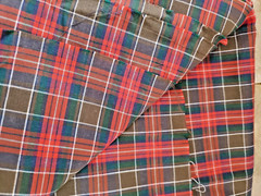 FABRIC REMNANT NOS MULTICOLOR PLAID SYNTHETIC SILKY 2 2/3 YDS X 34″