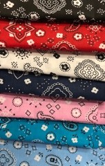 Bandana Print Cotton Blend Fabric 59″ Wide by the Yard – Assorted Colors