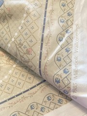 Med Blue Pink Flowers on Lt Tan Striped Chintz Heavy Fabric 5.5Y Cottagecore