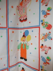 Spring Industries ” Clown” ALLOVER COTTON Fabric Panel 12 BLOCKS VTG RARE NEW