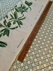 1.5 yards Thibaut Mangrove Tree Green & White Fabric Linen Cotton Tropical Leaf