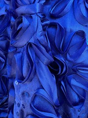 Allie ROYAL BLUE 3D Floral Polyester Satin Rosette with Sequins Fabric by the Y