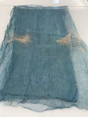 Antique Japanese Hand Spun Fine Hemp Kaya Mosquito Net Turquoise Seamless 70″