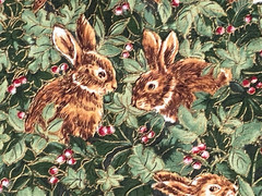 Brown Bunnies w/ Green Leaves Camelot for Hoffman Fabrics Cotton Fabric 1.5 yds