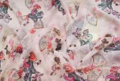 55” Wide By Yard Fans Pattern Silk Gauze Natural Silk Georgette Chiffon Fabric