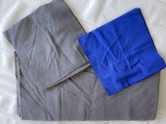 Vintage Fabric Fleece Remnants Dark Gray & Royal Blue Super Soft On Both Sides