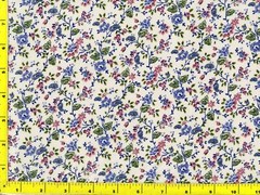 Small Blue and Light Red Flowers Vines on Off White By The Yard CFLPUR03810