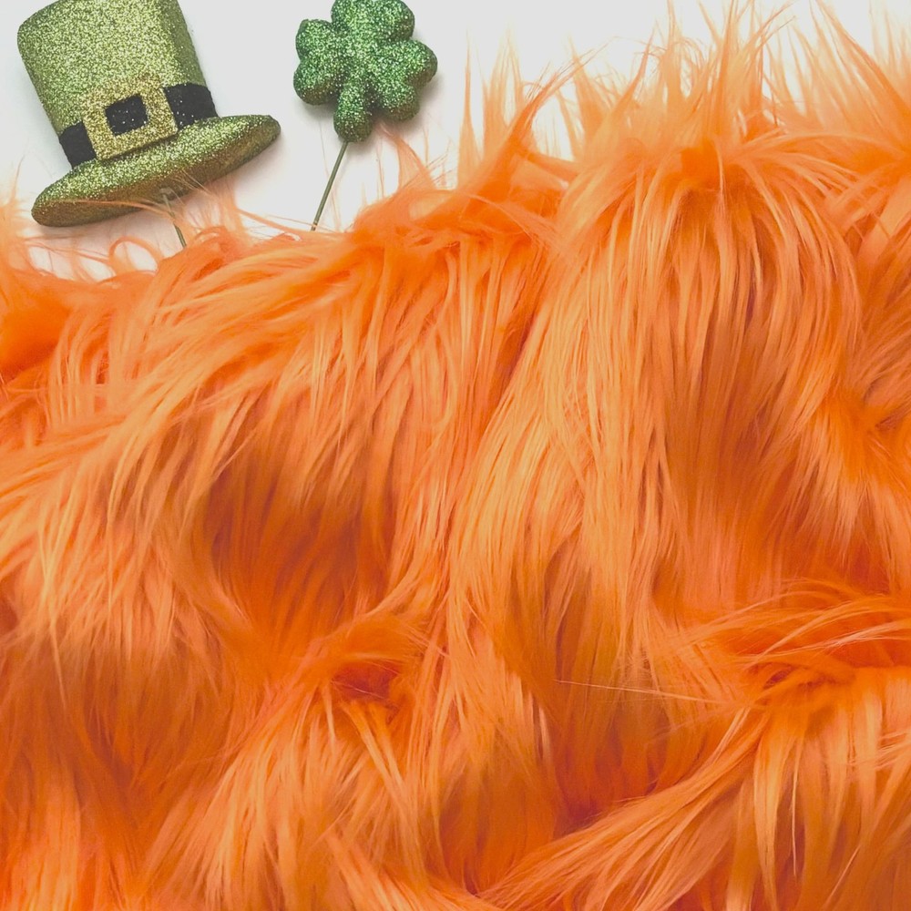 Bianna Vivid Orange Faux Fur Fabric, Cut from 60-Inch Wide Material, Premium Sha