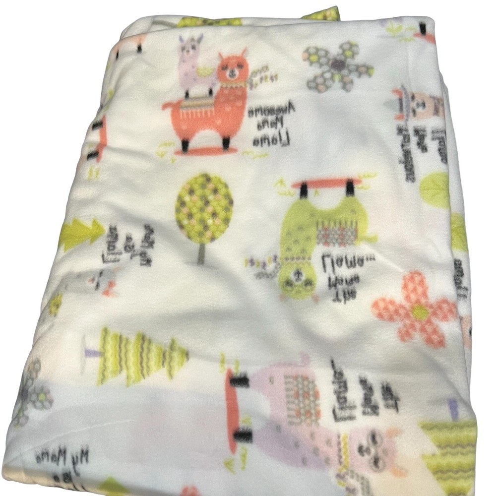 PASTEL LLAMAS On White Soft Fabric 60”x80” Joann’s Linens Style #47817 Anti-pull