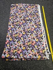 Lot of 7.5 Yards Gold Lined Butterflies and Flowers Cotton Fabric