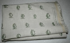 Rogers & Goffigon CHAMPLAIN — PINE Green 100% Linen Print Fabric LARGE REMNANT