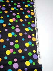 Springs Global Fabrics-Circus Colorful Circles Black Background-2 Yds+28″ x 43″