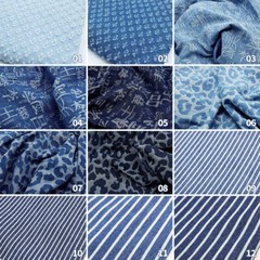 50*150cm Cotton Denim Fabric Retro DIY Sewing Skirts Coats Pants Textile Blue
