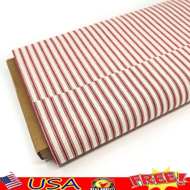 100% Cotton Woven Stripe Ticking Fabric Cut By Yard Home Decor Crafts Curtains