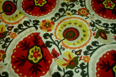 1 of 30 yds Richloom Kas Fabric Suzani style Medallion Red Upholstery 54″w BTY