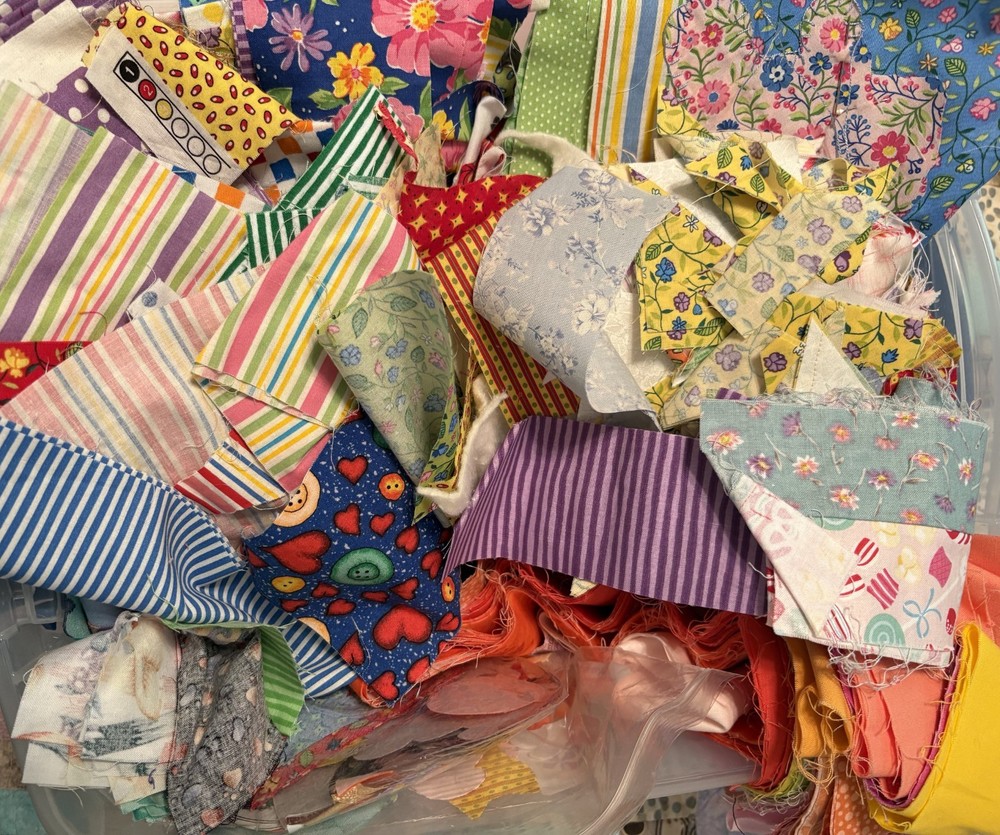 Brights & Children Mixed Prints in Cotton Fabric Scraps Lot over 3 Pounds!
