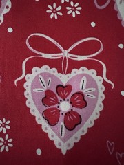 Valentine Hearts FAT 8 Large Scrap 10x 22 Red Pink Hearts And Flowers Fabric