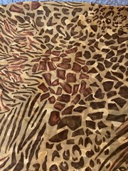 Fabric Lot 1 Yd 56 W Animal Print Leopard Brown Gold Poly Sheer Textured