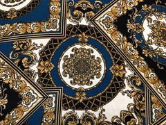 Liverpool Fabric-Teal Black Gold Arabic Mosaics-LVPR265-Sold by the yard