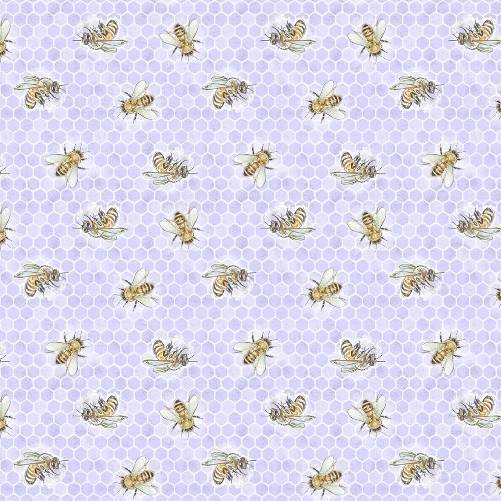 LUMIN – White Owl Textiles – Sweet Honey Bee by Chad Barrett – Bees – Purple
