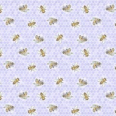 LUMIN – White Owl Textiles – Sweet Honey Bee by Chad Barrett – Bees – Purple