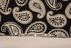 VTG. PRINTEMPO, Dressmaker Black and White Paisley Cotton Poplin By The 1/2 Yd.