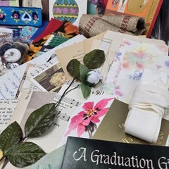 Junk Journal Lot 1Lb Ephemera Cards Ribbon Book Page Fabric Button Craft Collage
