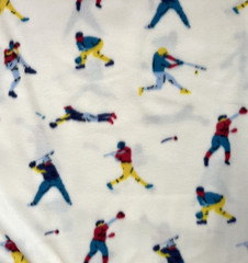 Tossed Baseball Players on Blizzard Fleece Fabric – BTY x 59” NEW