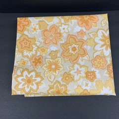 Vinyl Sheet Vintage 54”x45” Material Raw Edges Floral Yellow Orange Table Cover