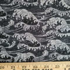 Black & Gray Waves on Japanese Cotton Dobby Shirting – Also in Black/Dark Blue