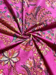 Indian Cotton Pink Floral Print Dressmaking, Sewing Running Fabric 7 Yards US
