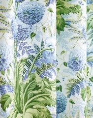 Thibaut/Anna French Curtain Fabric ‘DAHLIA’ 3.8 METRES SKY ON WHITE Linen Blend