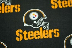 Steeler Fabric Cotton 1 Yard Black Background Football Sports 36″ x 54″ %