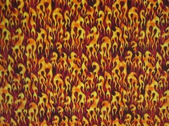 FIRE FLAMES ORANGE BLACK FIVE ALARM COTTON FABRIC FQ