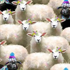 Back to the Farm -White & Black Sheep- Digitally Printed- Adorable Fabric Cotton