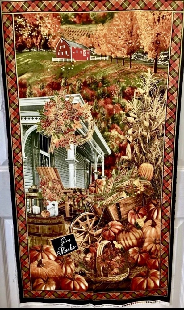 Timeless Treasures Pumpkin Harvest Thanksgiving Quilt Panel 23×43”+ (8) Squares