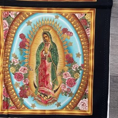 Metallic Our Lady of Guadalupe 100% COTTON fabric panel 24 x 44 Inner Faith