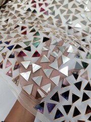 Mirror Glass Fabric Lace Sold By The Yard For Dress Prom Bridal Quinceañera Gown
