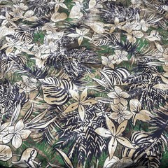 Tropical Fabric 3+ yds Green Beige Brown Island Flowers Leaves Hawaii Joanns