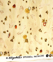 Elizabeth’s Studio Mini Sea Shells Footprints Beach Sand Cotton Fabric 43 x 190″