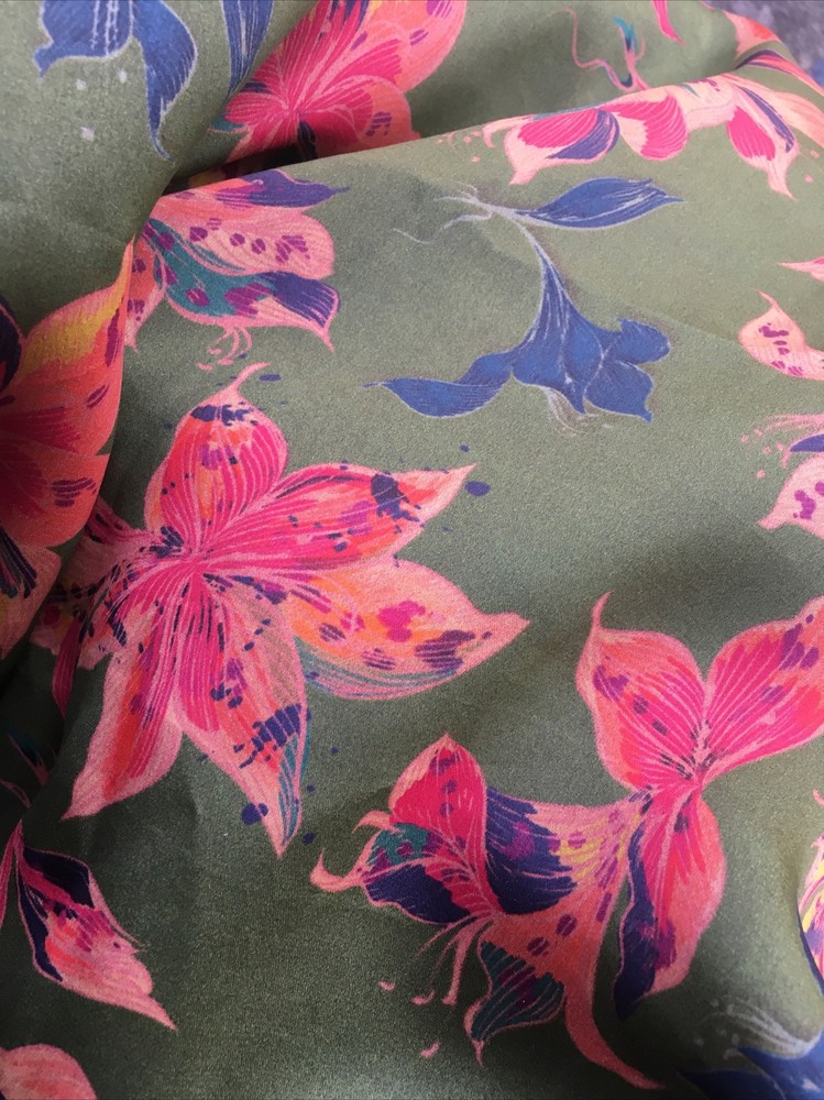 2.1yd 100% gambiered Silk Fabric plant based dyeing process skin Nourishing ￼