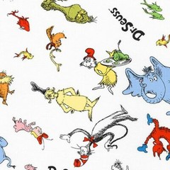 CELEBRATE SEUSS 10790 204 White KAUFMAN Quilt Fabric CAT IN THE HAT
