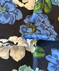Vtg Cotton Floral Fabric A)W:57”xL2Yd B)W24”x2.1Yd Blue/White Dogwoods Magnolias